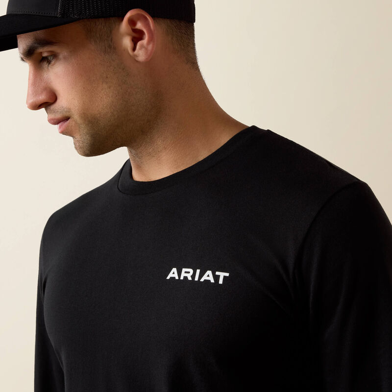 ARIAT MENS DESERT WANDERED CIRCLE LONG SLEEVE TSHIRT - BLACK
