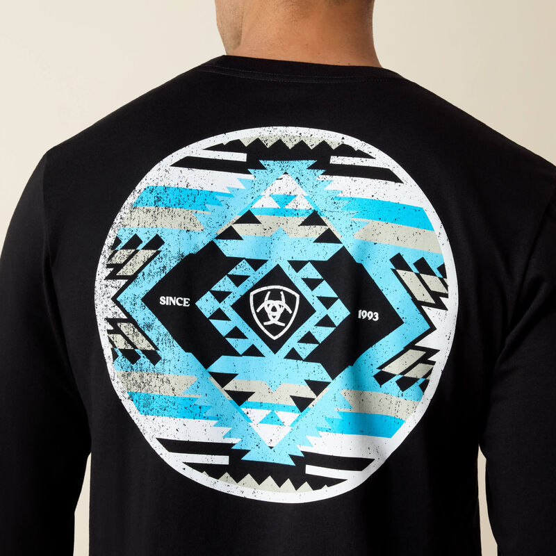 ARIAT MENS DESERT WANDERED CIRCLE LONG SLEEVE TSHIRT - BLACK