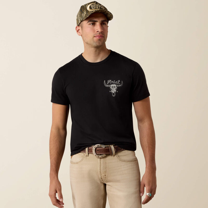 ARIAT MENS ROUGHSTOCK CATTLE SHORT SLEEVE TSHIRT - BLACK