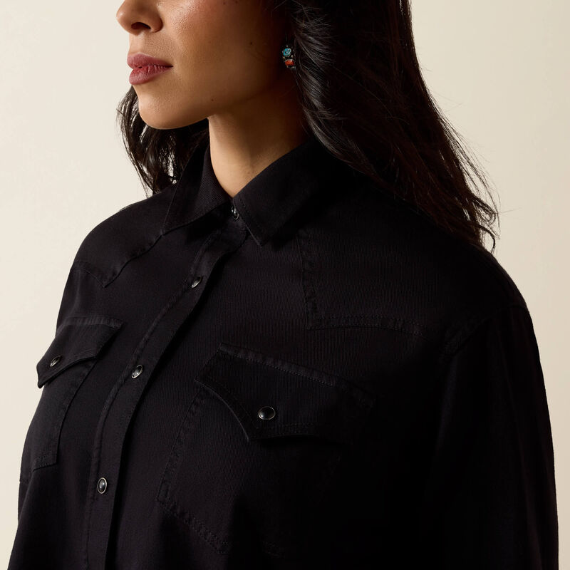 ARIAT WOMEN'S MIDNIGHT WESTERN SNAP SHIRT - BLACK