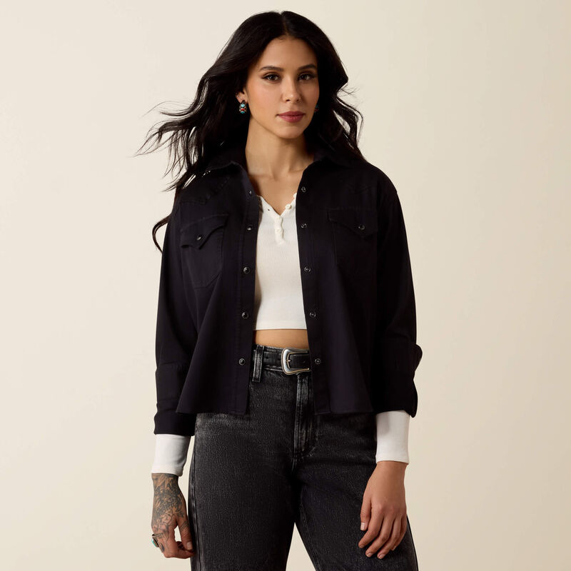 ARIAT WOMEN'S MIDNIGHT WESTERN SNAP SHIRT - BLACK