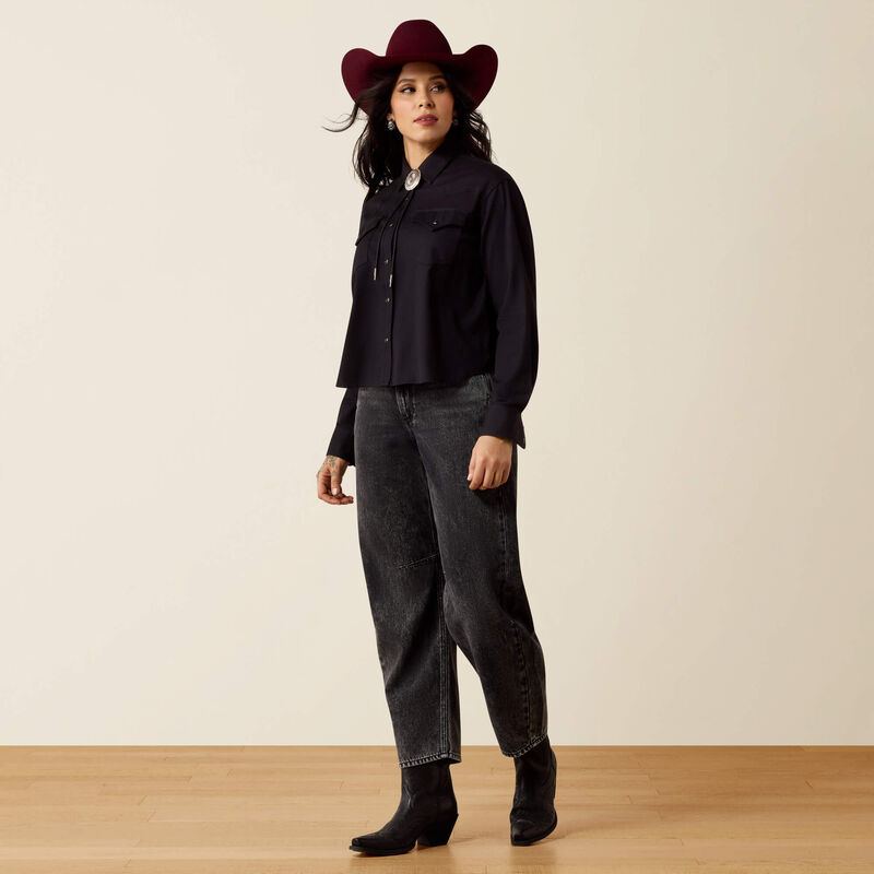 ARIAT WOMEN'S MIDNIGHT WESTERN SNAP SHIRT - BLACK