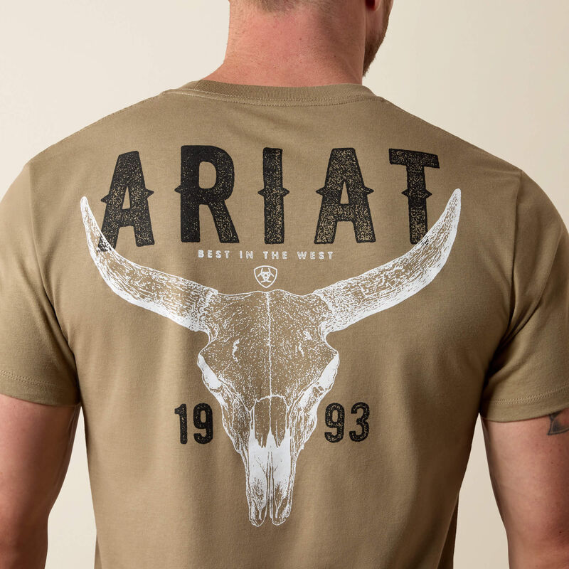 ARIAT MENS BEST LONGHORN SHORT SLEEVE TSHIRT - FALLEN ROCK