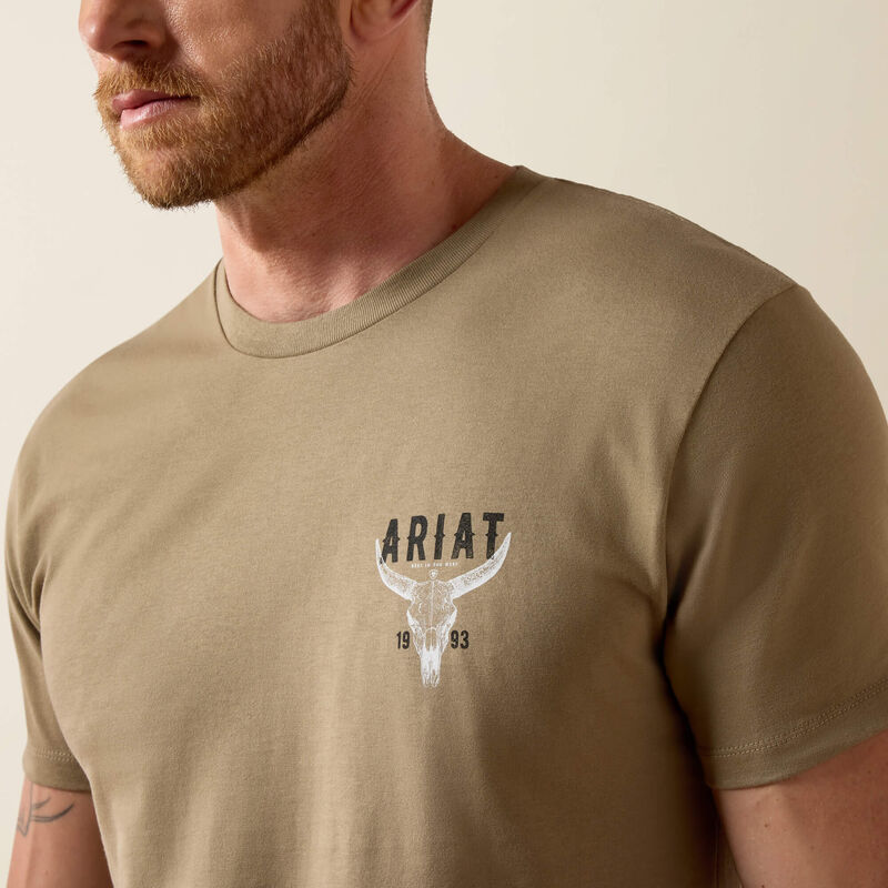 ARIAT MENS BEST LONGHORN SHORT SLEEVE TSHIRT - FALLEN ROCK