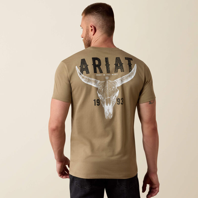 ARIAT MENS BEST LONGHORN SHORT SLEEVE TSHIRT - FALLEN ROCK