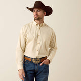 ARIAT MENS LIGHTWEIGHT SOLID TWILL LONGSLEEVE SHIRT - CREME BRULEE