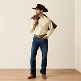 ARIAT MENS LIGHTWEIGHT SOLID TWILL LONGSLEEVE SHIRT - CREME BRULEE