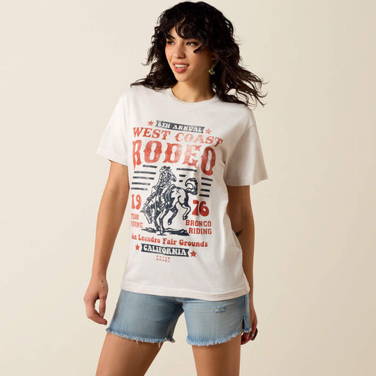 ARIAT WOMEN'S RODEO 76 BOYFRIEND TSHIRT - OFF WHITE