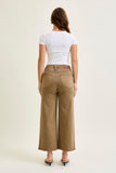 JUDY BLUE HIGH WAIST ANKLE WIDE W VINTAGE FRONT YOKE - GOLDEN BROWN