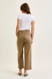 JUDY BLUE HIGH WAIST ANKLE WIDE W VINTAGE FRONT YOKE - GOLDEN BROWN