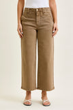 JUDY BLUE HIGH WAIST ANKLE WIDE W VINTAGE FRONT YOKE - GOLDEN BROWN