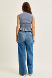 JUDY BLUE HIGH WAIST REGULAR COLUMN W TROUSER STYLING - MEDIUM STONE