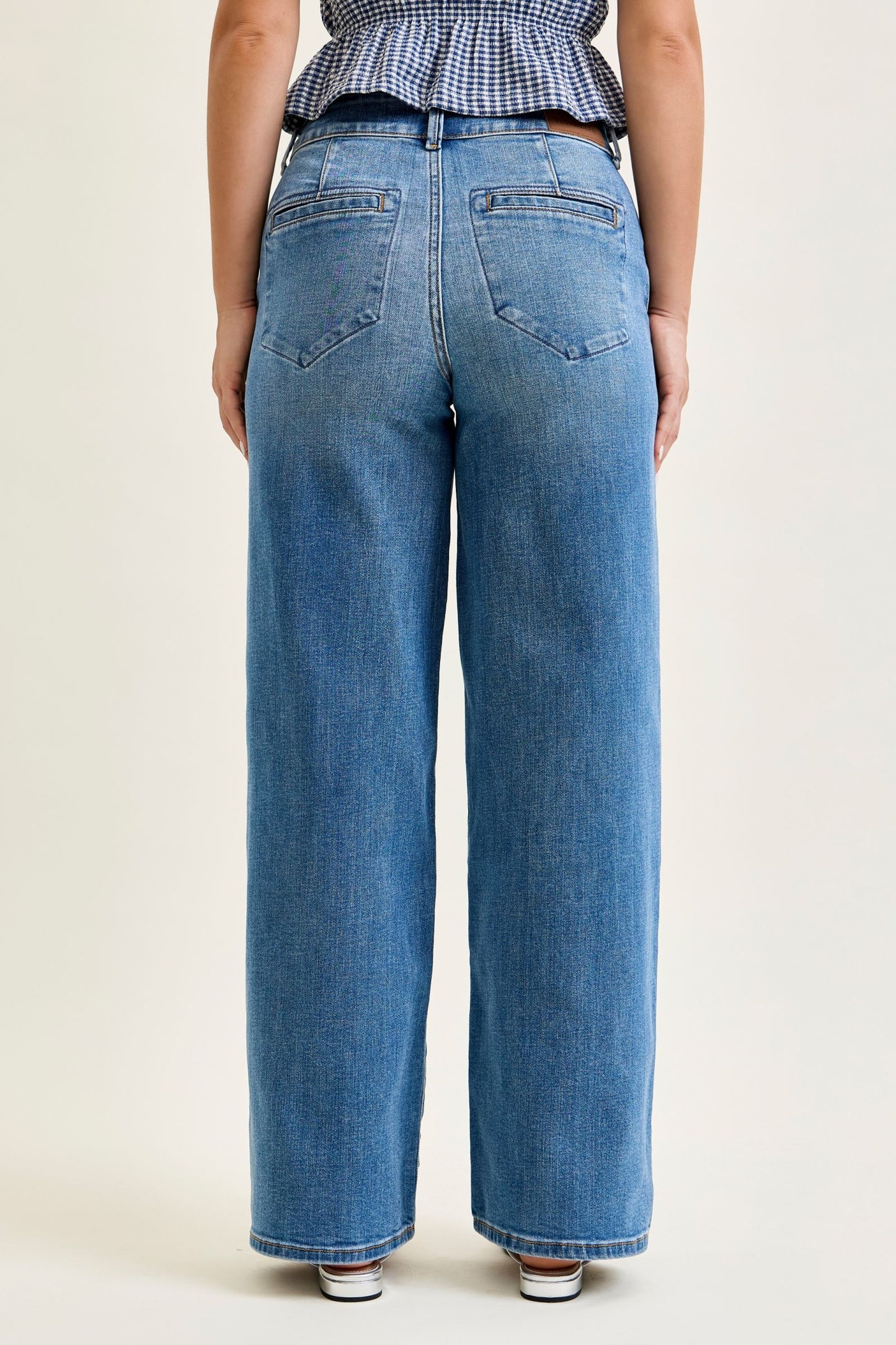 JUDY BLUE HIGH WAIST REGULAR COLUMN W TROUSER STYLING - MEDIUM STONE