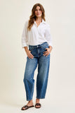 JUDY BLUE HIGH WAIST R.M. BARREL W DART DETAILING - MEDIUM STONE