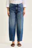 JUDY BLUE HIGH WAIST R.M. BARREL W DART DETAILING - MEDIUM STONE