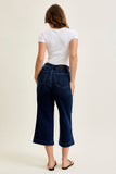 JUDY BLUE HIGH WAIST ANKLE WIDE TROUSER - DARK STONE
