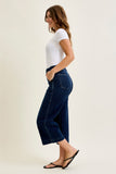 JUDY BLUE HIGH WAIST ANKLE WIDE TROUSER - DARK STONE