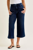 JUDY BLUE HIGH WAIST ANKLE WIDE TROUSER - DARK STONE