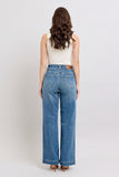 JUDY BLUE HIGH WAIST STAR & FRONT SEAM DETAIL WIDE JEAN - MEDIUM STONE