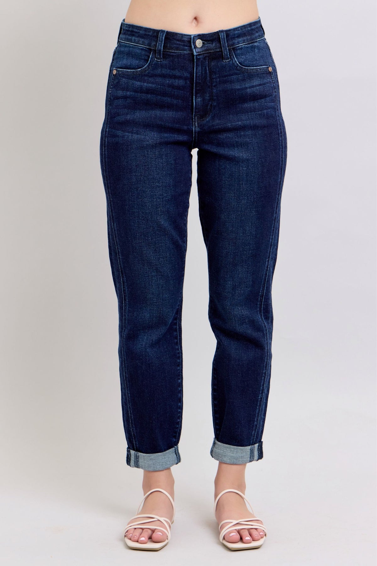 JUDY BLUE HIGH WAIST BOYFRIEND JEAN - DARK STONE