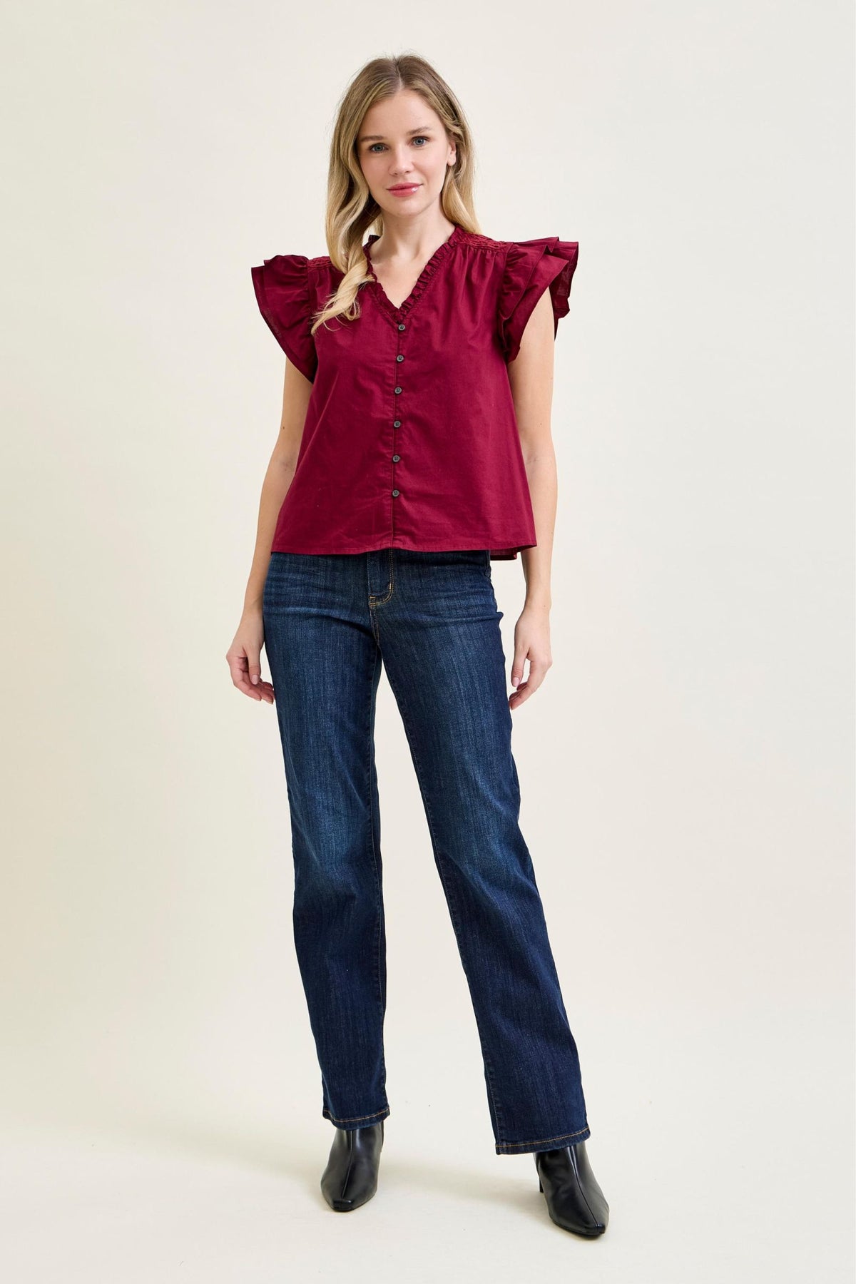 JUDY BLUE HIGH WAIST STRAIGHT JEANS - DARK STONE
