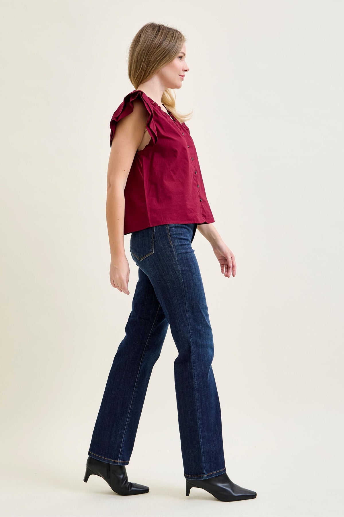 JUDY BLUE HIGH WAIST STRAIGHT JEANS - DARK STONE