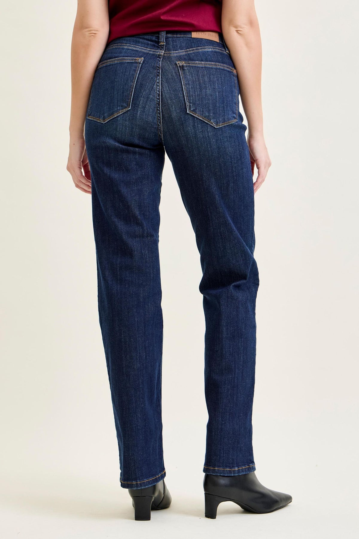 JUDY BLUE HIGH WAIST STRAIGHT JEANS - DARK STONE