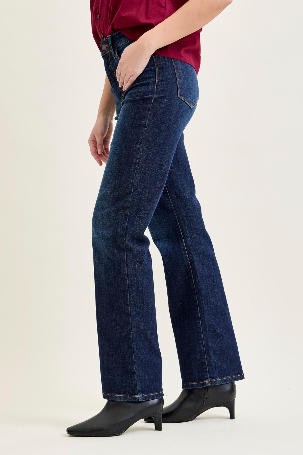 JUDY BLUE HIGH WAIST STRAIGHT JEANS - DARK STONE