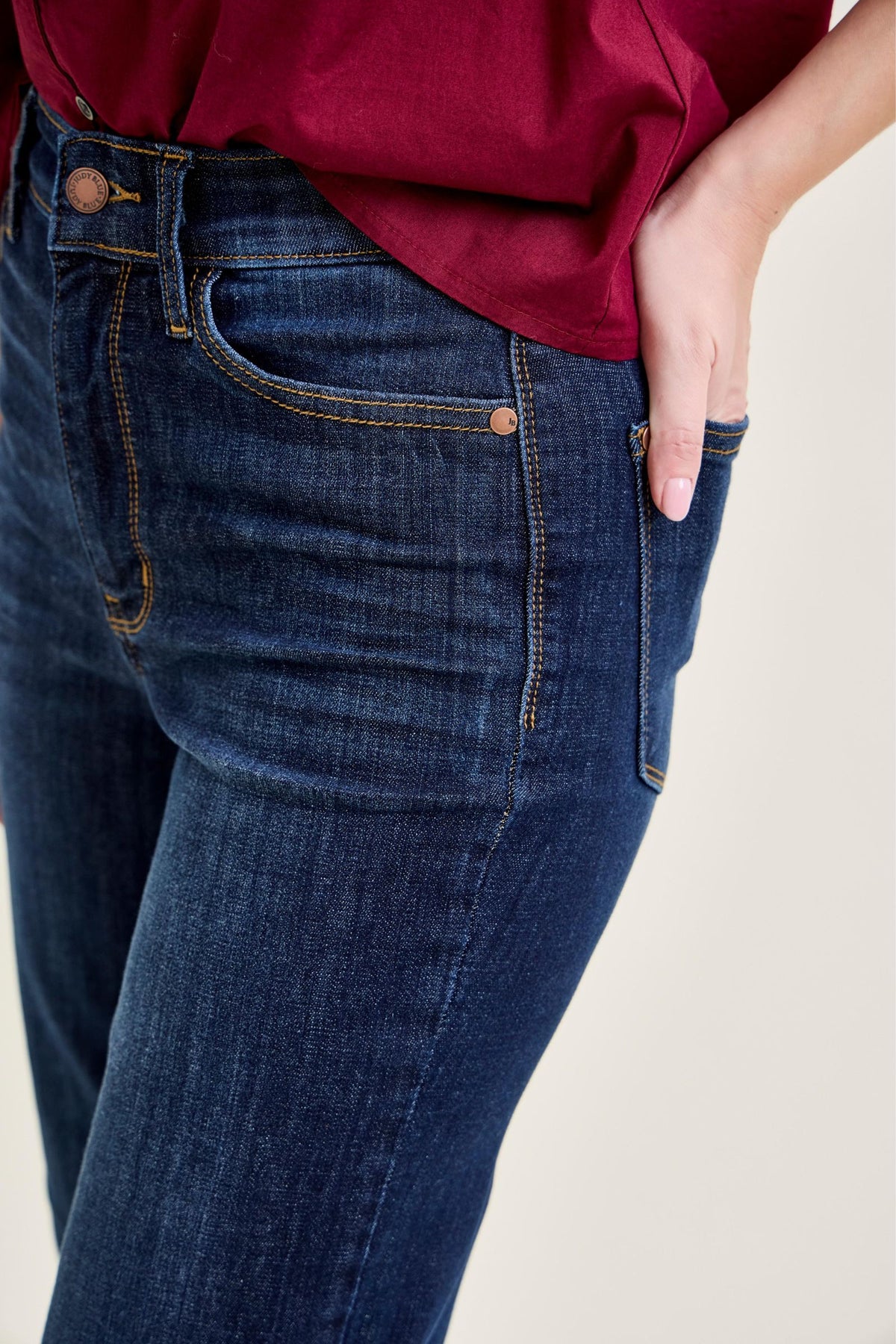 JUDY BLUE HIGH WAIST STRAIGHT JEANS - DARK STONE