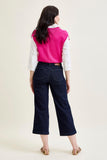 JUDY BLUE HIGH WAIST SIDE SEAM BRAID DETAIL CROP WIDE JEAN - RINSE