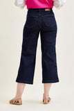 JUDY BLUE HIGH WAIST SIDE SEAM BRAID DETAIL CROP WIDE JEAN - RINSE