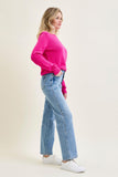 JUDY BLUE MID RISE TUMMY CONTROL VINTAGE WASH STRAIGHT JEANS - MEDIUM STONE