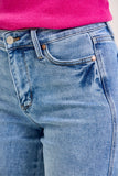 JUDY BLUE MID RISE TUMMY CONTROL VINTAGE WASH STRAIGHT JEANS - MEDIUM STONE