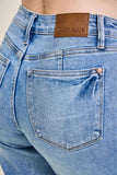JUDY BLUE MID RISE TUMMY CONTROL VINTAGE WASH STRAIGHT JEANS - MEDIUM STONE