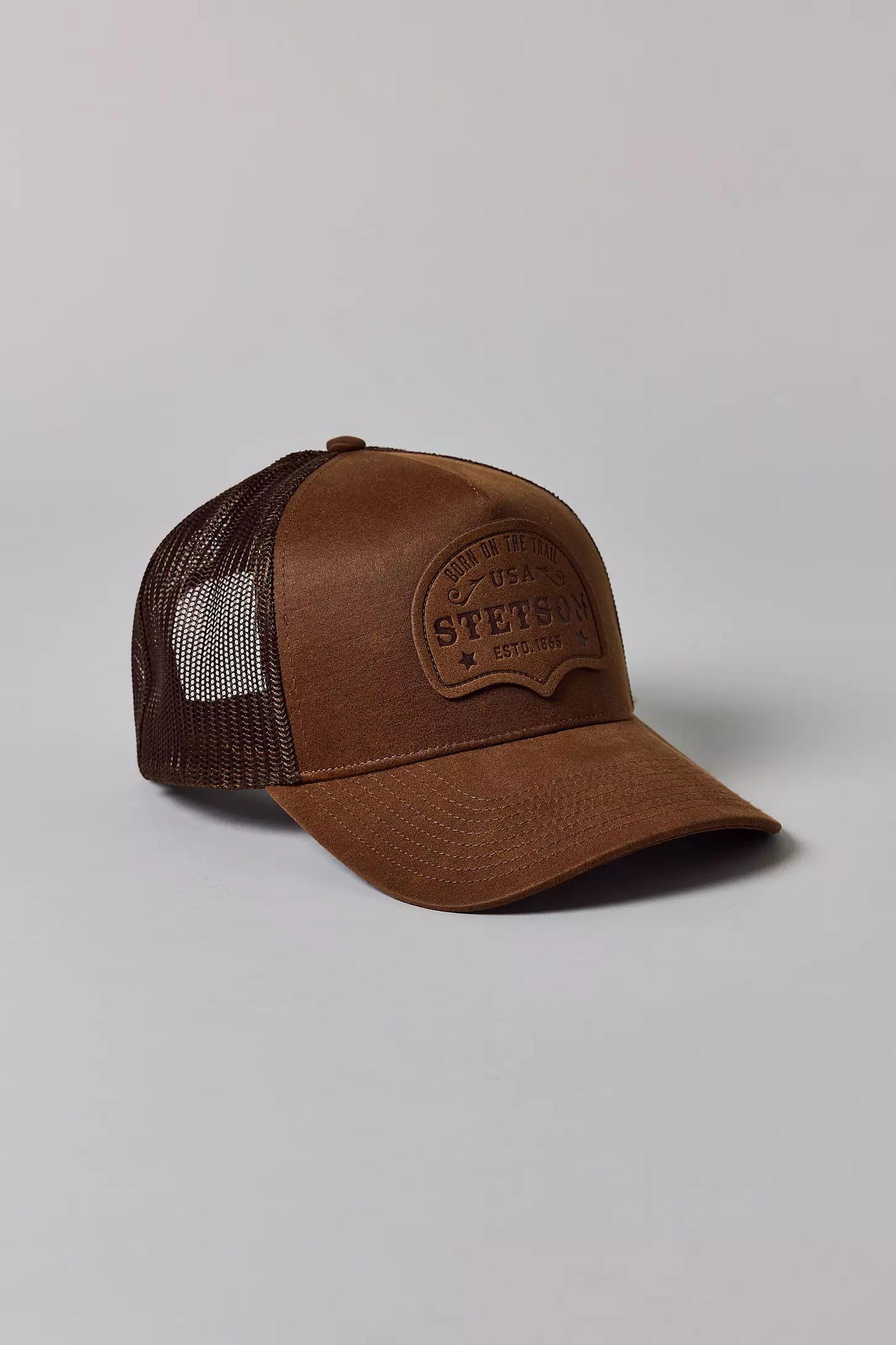 STETSON BORN ON THE TRAIL BROWN TRUCKER HAT