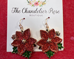 POINSETTIA GOLD HOOK EARRINGS