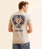 ARIAT MENS SANDSTONE SHIELD SHORT SLEEVE TSHIRT - BRINDLE HEATHER