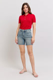 JUDY BLUE HIGH WAIST VINTAGE WASH SIDE SLIT SHORTS - MEDIUM STONE