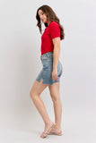 JUDY BLUE HIGH WAIST VINTAGE WASH SIDE SLIT SHORTS - MEDIUM STONE