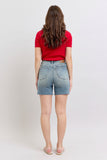 JUDY BLUE HIGH WAIST VINTAGE WASH SIDE SLIT SHORTS - MEDIUM STONE