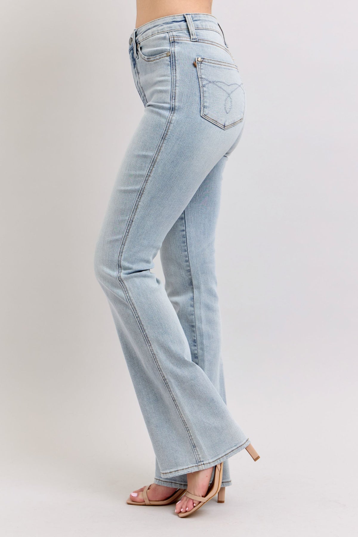 JUDY BLUE HIGH WAIST REGULAR TUMMY CONTROL BOOTCUT JEAN - LIGHT STONE