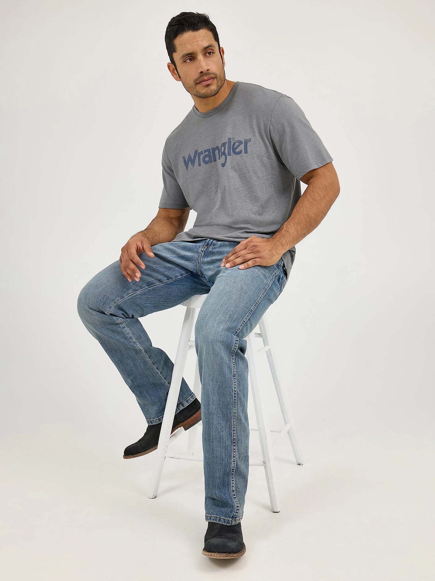 MENS WRANGLER KABEL LOGO T-SHIRT - PEWTER
