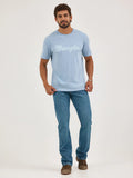 MENS WRANGLER ROPE LOGO SHORT SLEEVE T SHIRT - ASHLEY BLUE
