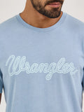 MENS WRANGLER ROPE LOGO SHORT SLEEVE T SHIRT - ASHLEY BLUE