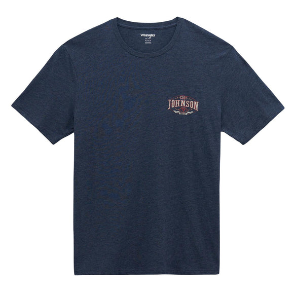 MENS WRANGLER SHORT SLEEVE GRAPHIC CODY JOHNSON T SHIRT - BLACK IRIS