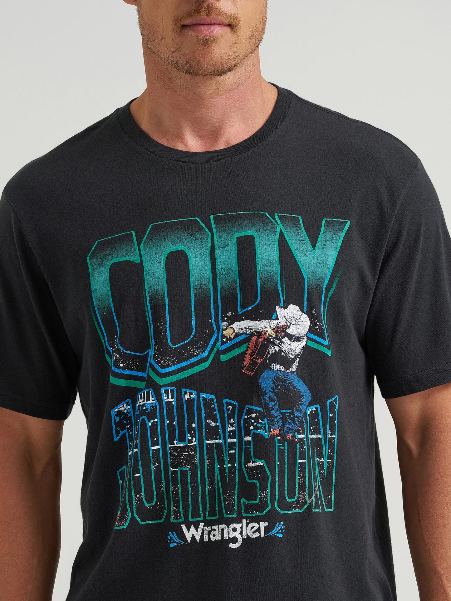MENS CODY JOHNSON X WRANGLER SHORT SLEEVE GRAPHIC TSHIRT- JET BLACK
