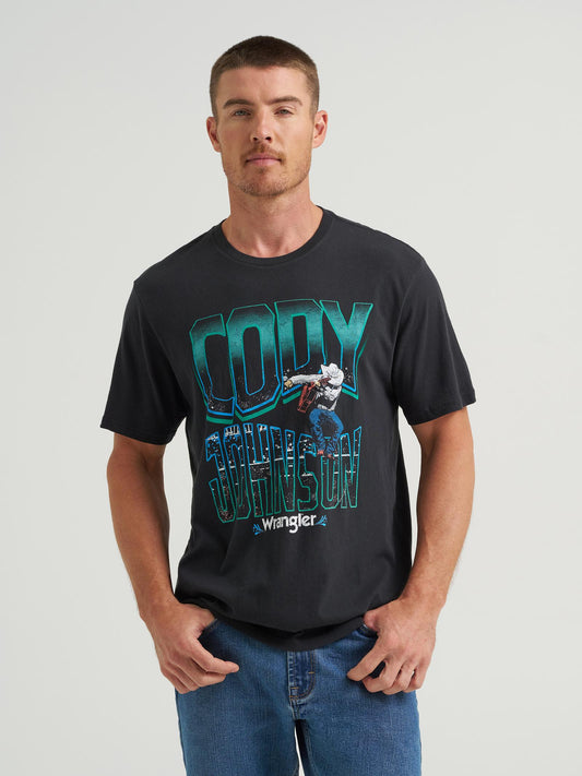 MENS CODY JOHNSON X WRANGLER SHORT SLEEVE GRAPHIC TSHIRT- JET BLACK