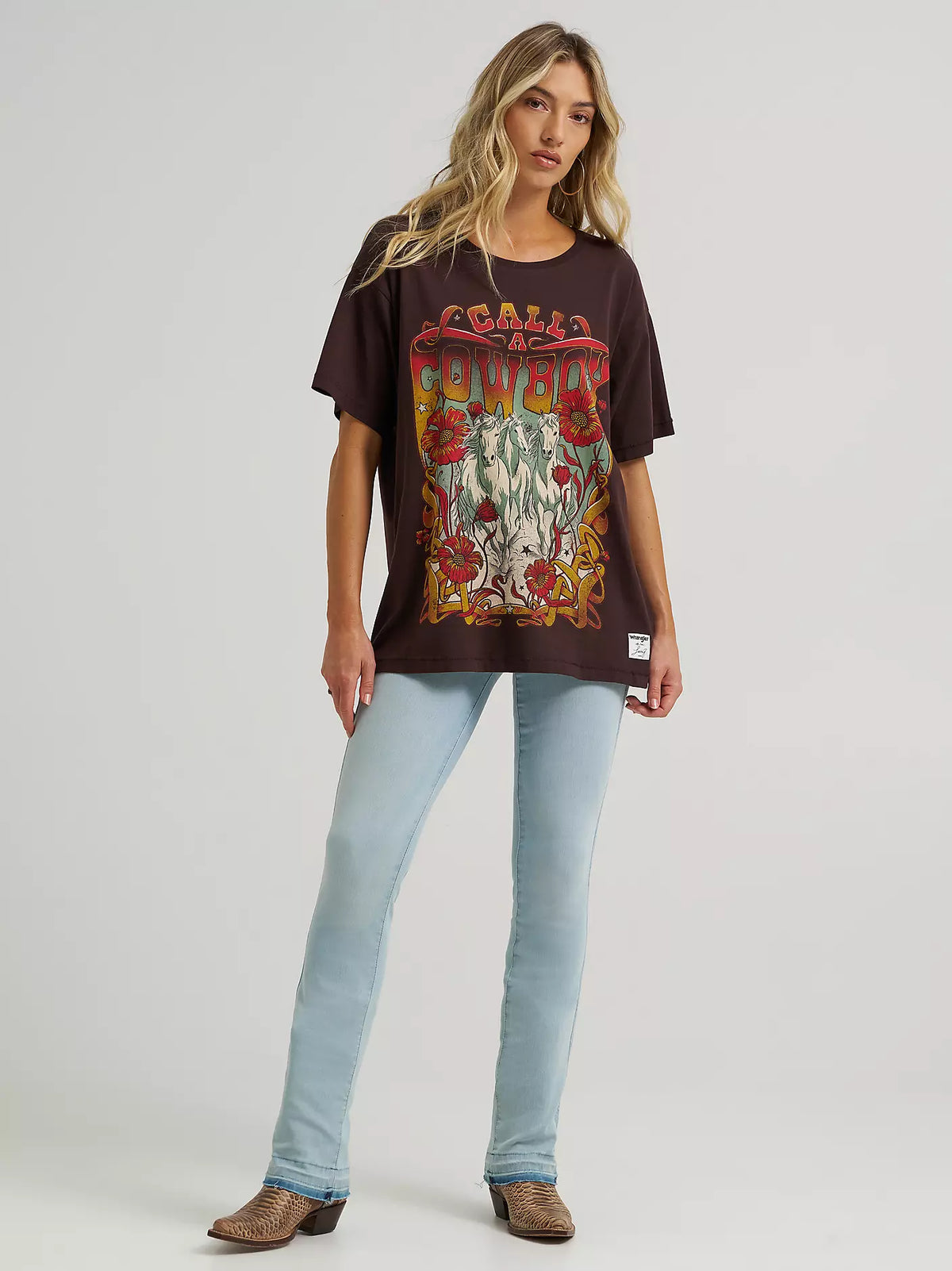 WRANGLER X LAINEY WILSON RAW HEM BOOT HUGGERS - BLEACH BLUE WASH