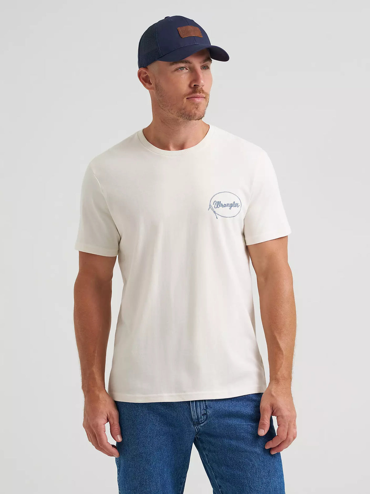 MENS WRANGLER LASSOING COWBOY BACK GRAPHIC T-SHIRT - WHISPER WHITE