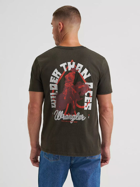 MENS WRANGLER WILDER THAN ACES BACK GRAPHIC T-SHIRT - Jet Black